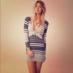 Blue Life | Long Sleeve Tribal Black & white striped soft stretchy mini dress